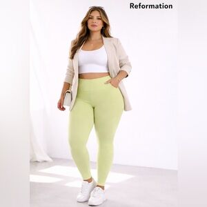 Reformation EcoStretch High Rise Leggings Green Size L NWT Recycled Fabric